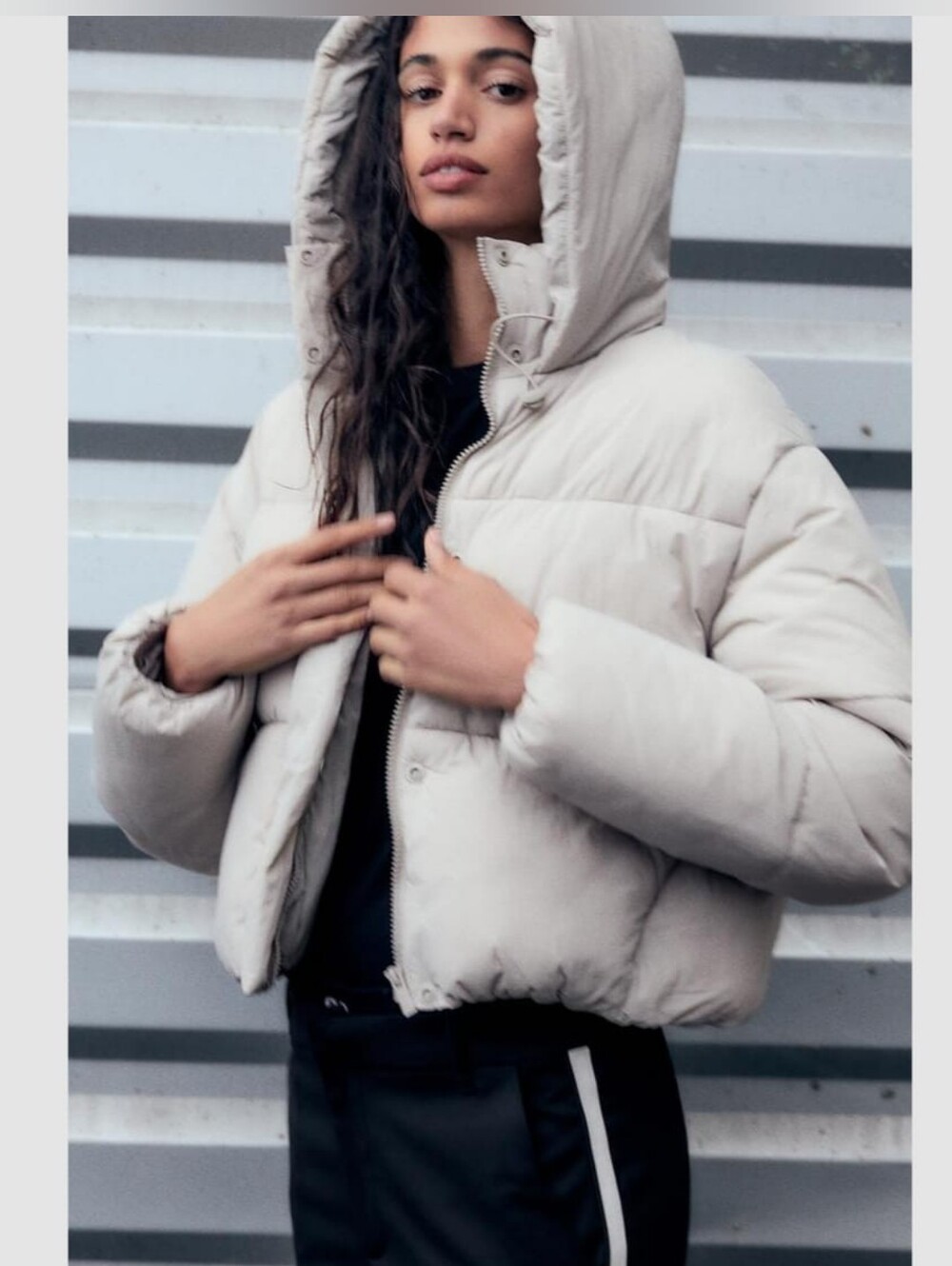 ZARA Water Repellent Hooded Puffer Anorak